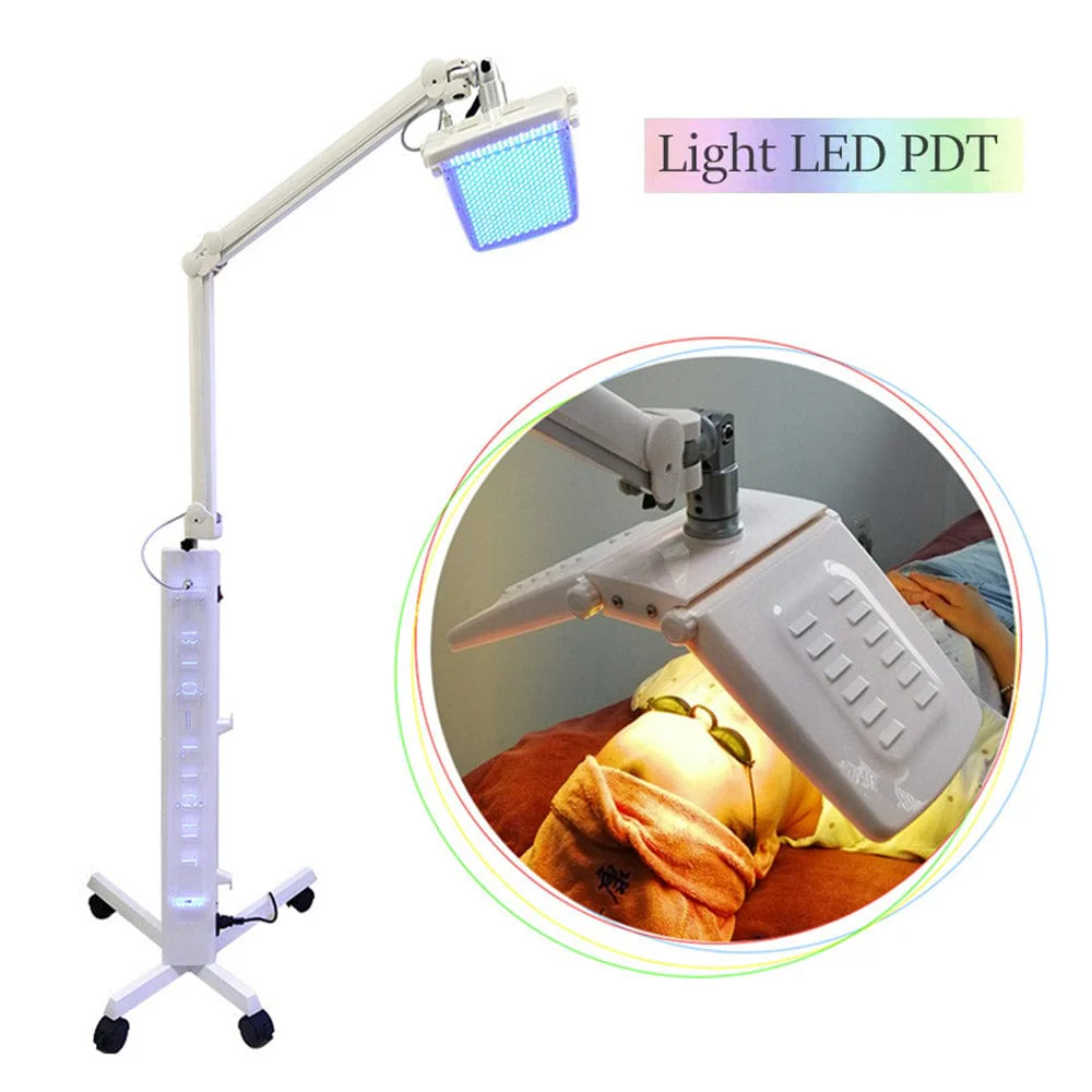 Bio-Light LED PDT light therapy device and treatment being applied to patient's face